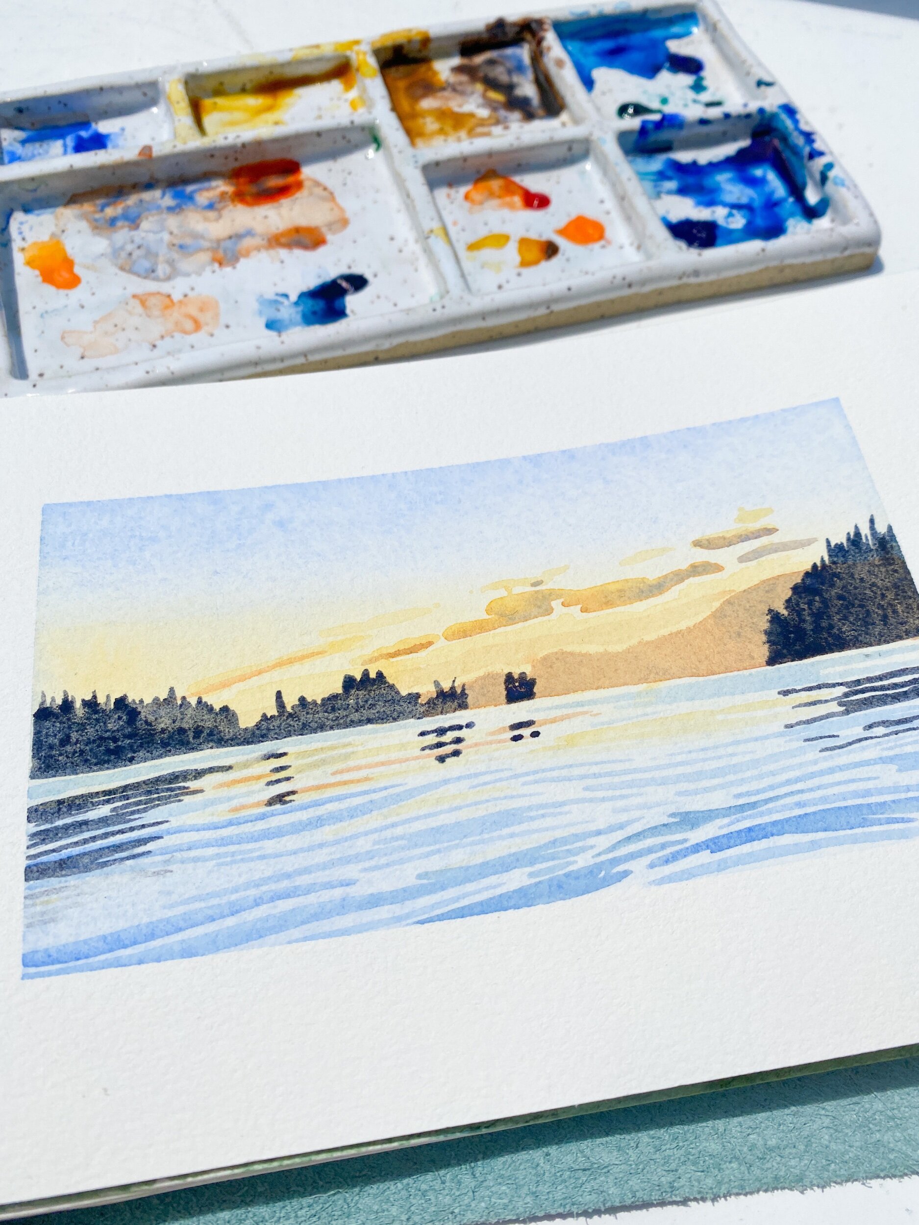 How To Paint A Golden Coastal Sunset In Watercolour